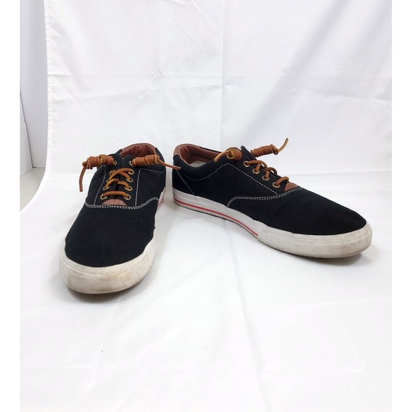 Polo Ralph Lauren Other - Polo Ralph Lauren Vaughn Sneakers Mens 13D Black Canvas Leather Trim Low Top